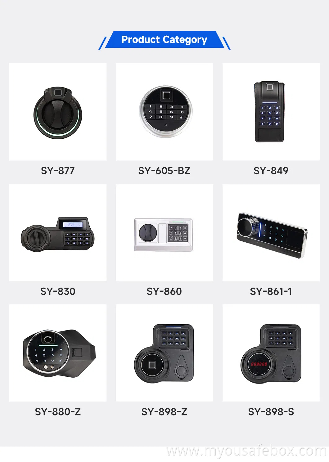 Electronic Lock for Fireproof Safe with Fingerprint Touch and External Power Supply
